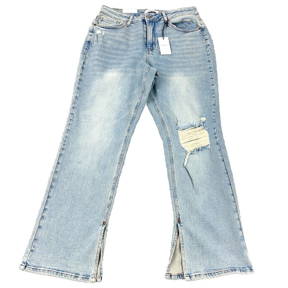 Judy Blue Denim - Judy Blue Jeans Women 16W Straight Leg High Waist Light Wash Distressed  Holes